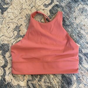 Lululemon Pink Energy High-Neck Longline Bra